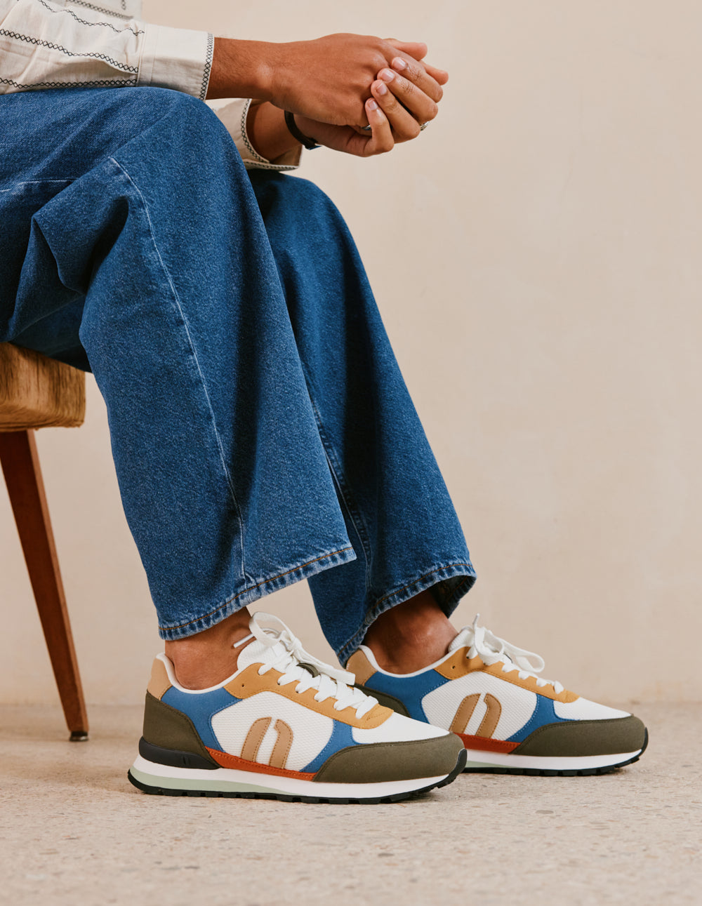 Baskets Basses Adrien - Kaki Blanc Moutarde
