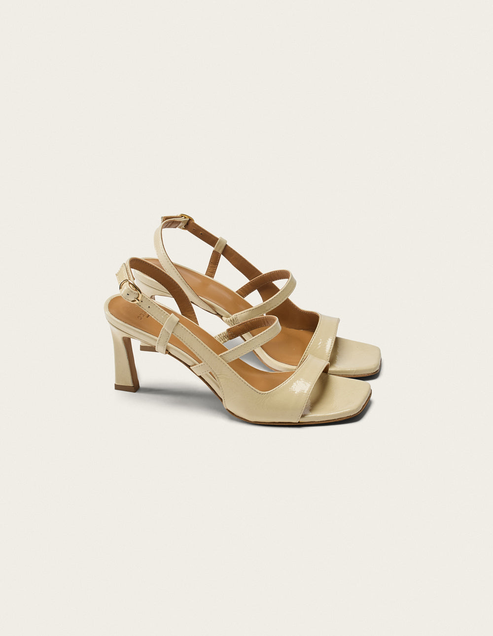 Sandales À Talons Casta - Cuir Plissé Écru