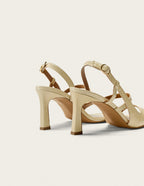 Sandales À Talons Casta - Cuir Plissé Écru
