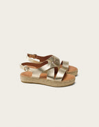 Espadrilles Plates Chantal - Cuir Grainé Champagne