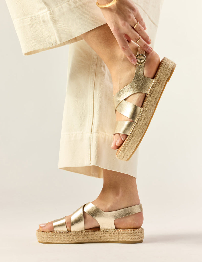 Espadrilles Catherine - Cuir Grainé Champagne