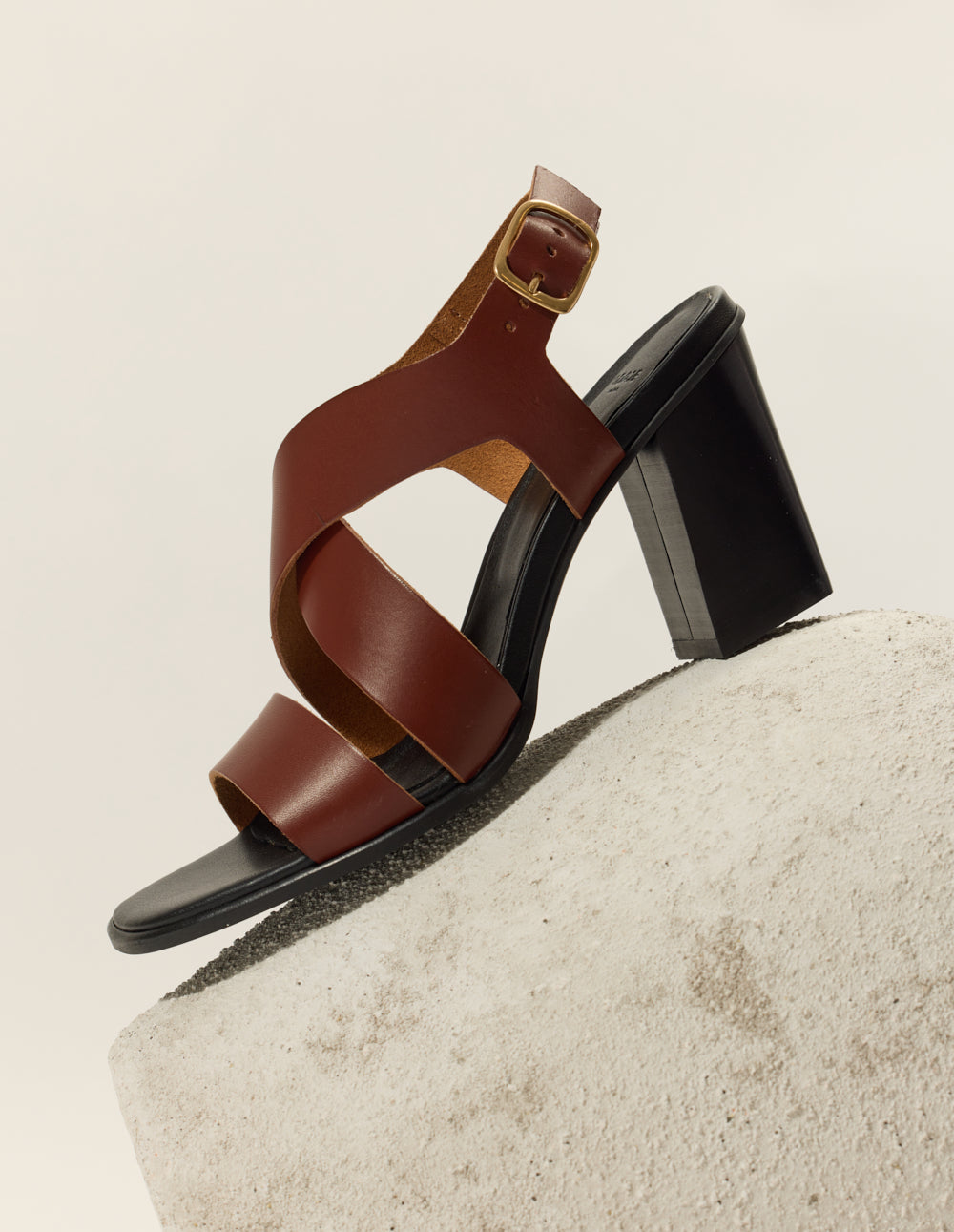 Sandales À Talons Dasun - Cuir Acajou - Femme
