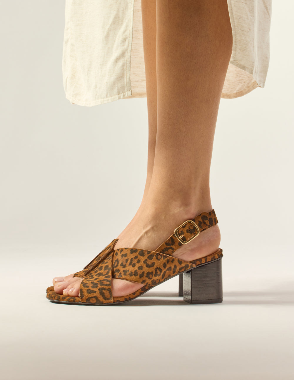 Sandales À Talons Dea - Suède Léopard