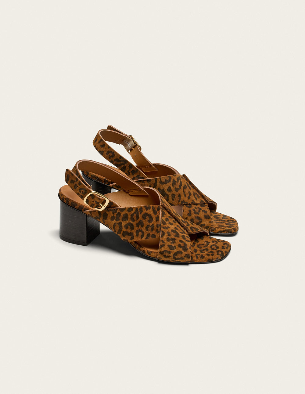 Sandales À Talons Dea - Suède Léopard