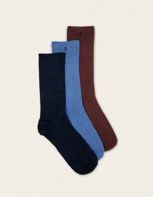 Pack De 3 Chaussettes - Moucheté Multicouleur Bordeaux Bleu Marine