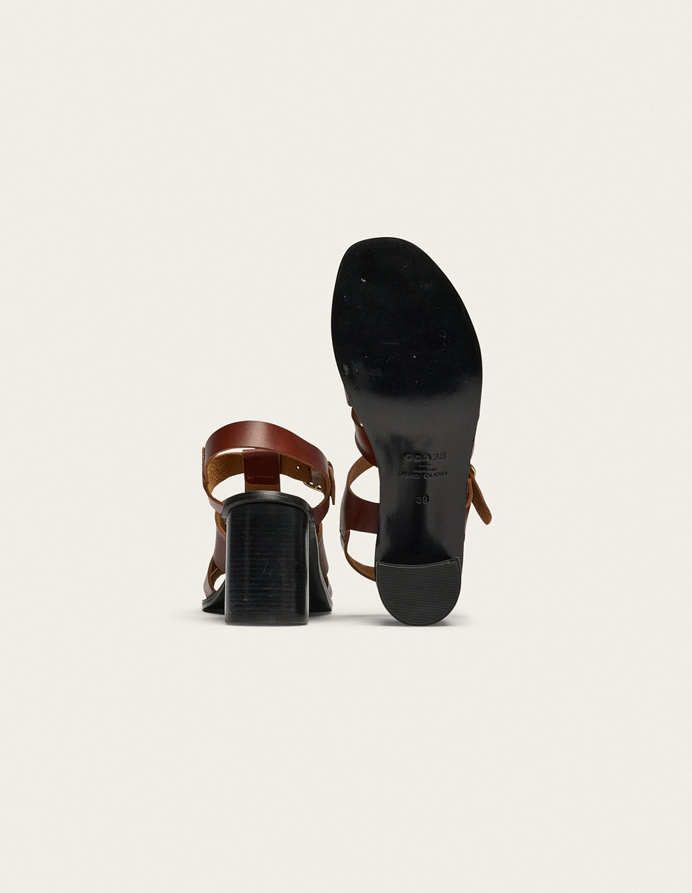Sandales À Talons Flango - Cuir Acajou - Femme