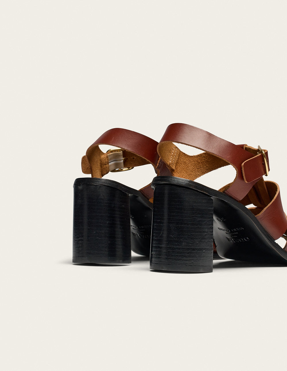 Sandales À Talons Flango - Cuir Acajou - Femme