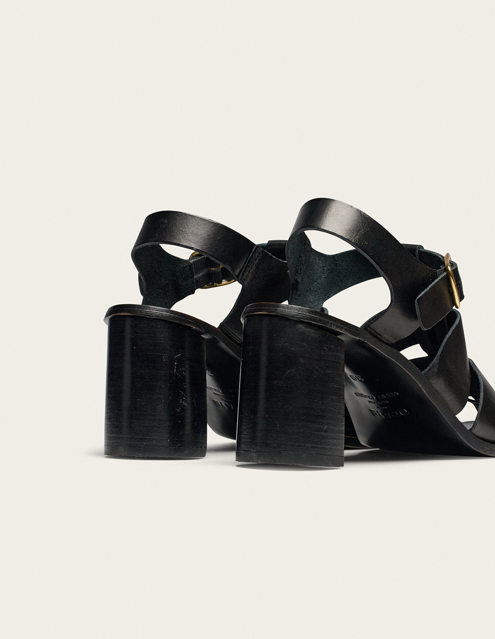 Sandales À Talons Flango - Cuir Noir - Femme