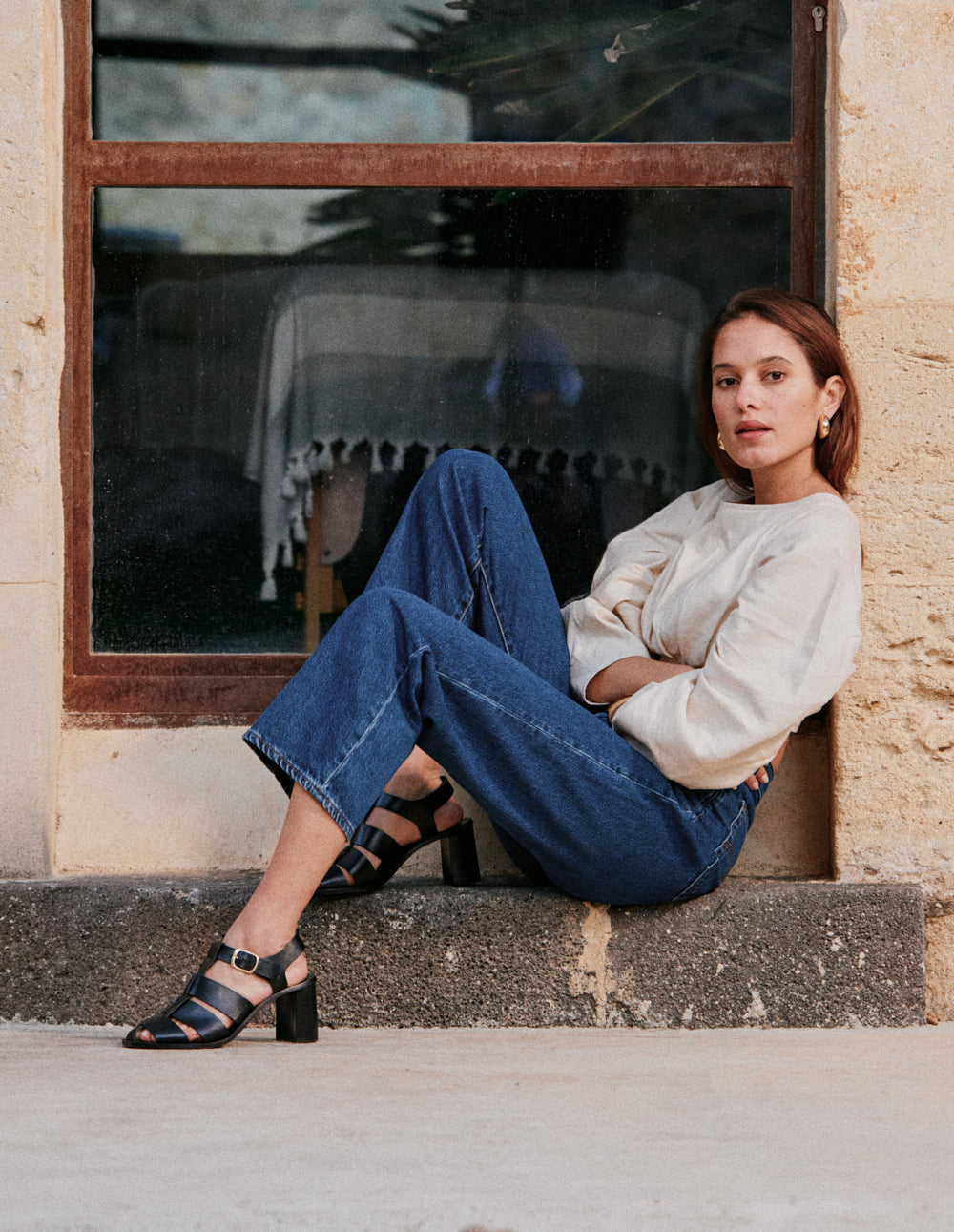 Sandales À Talons Flango - Cuir Noir - Femme