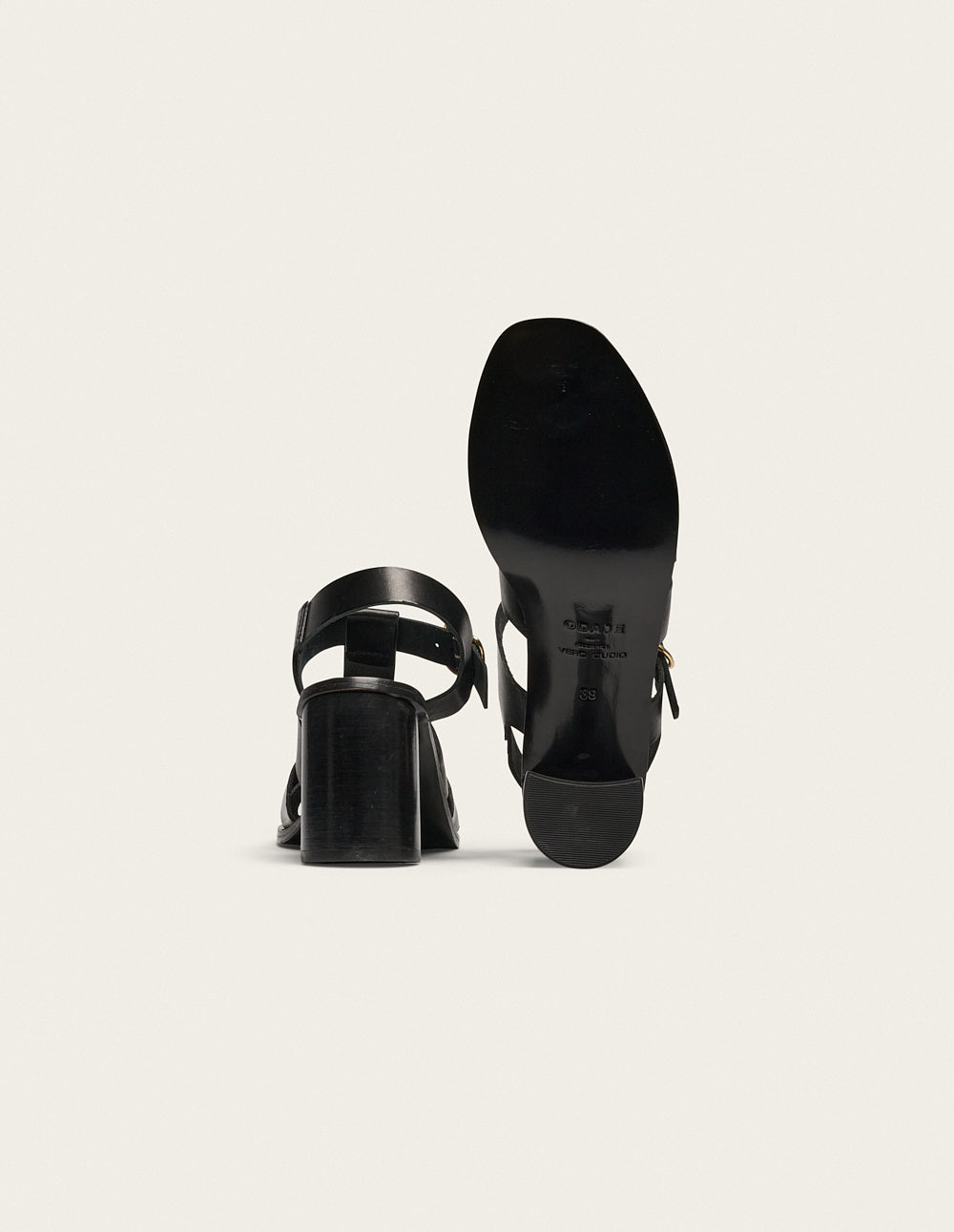 Sandales À Talons Flango - Cuir Noir - Femme
