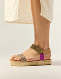 Espadrilles Flore - Suède Magenta Kaki Beige