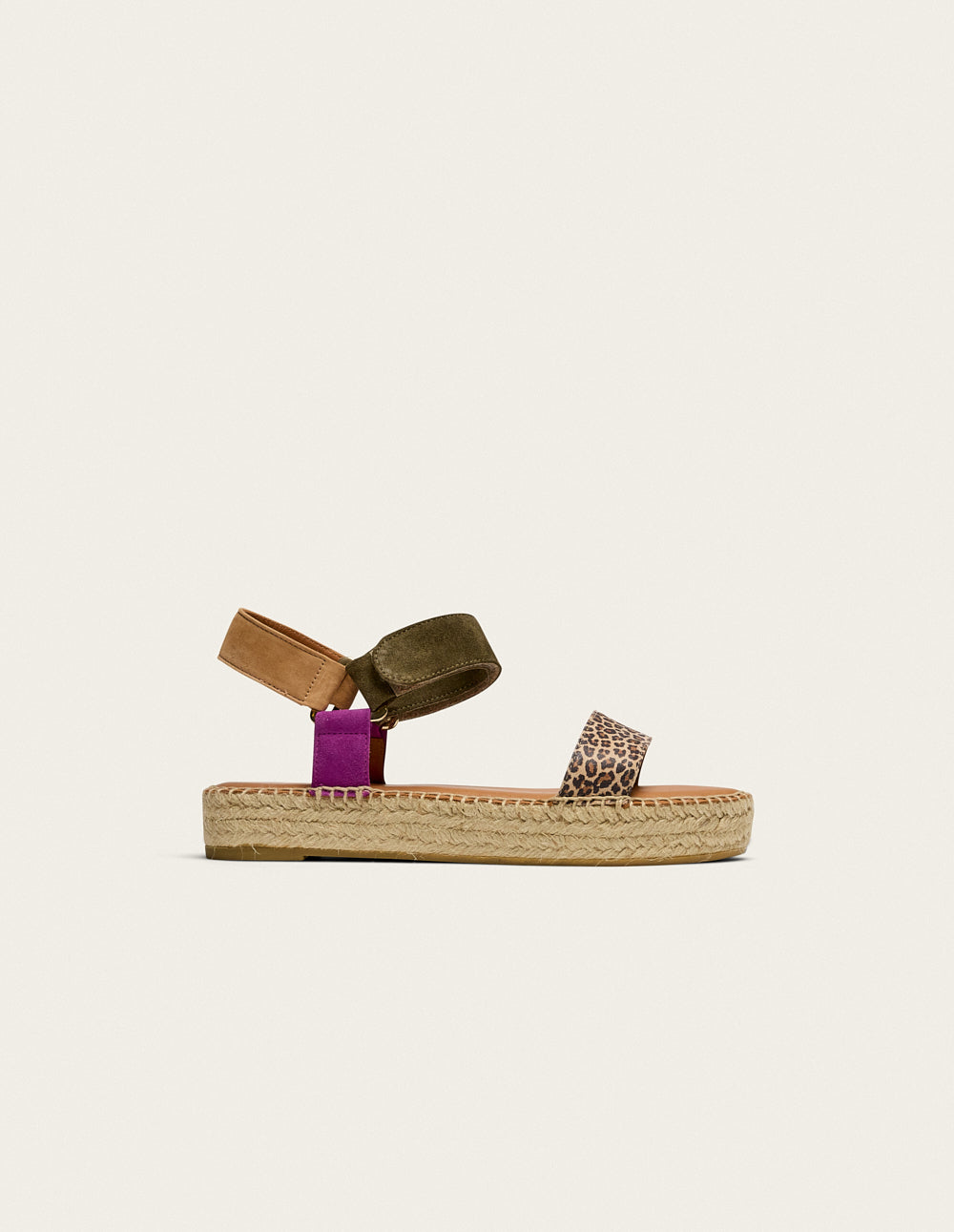 Espadrilles Flore - Suède Magenta Kaki Beige