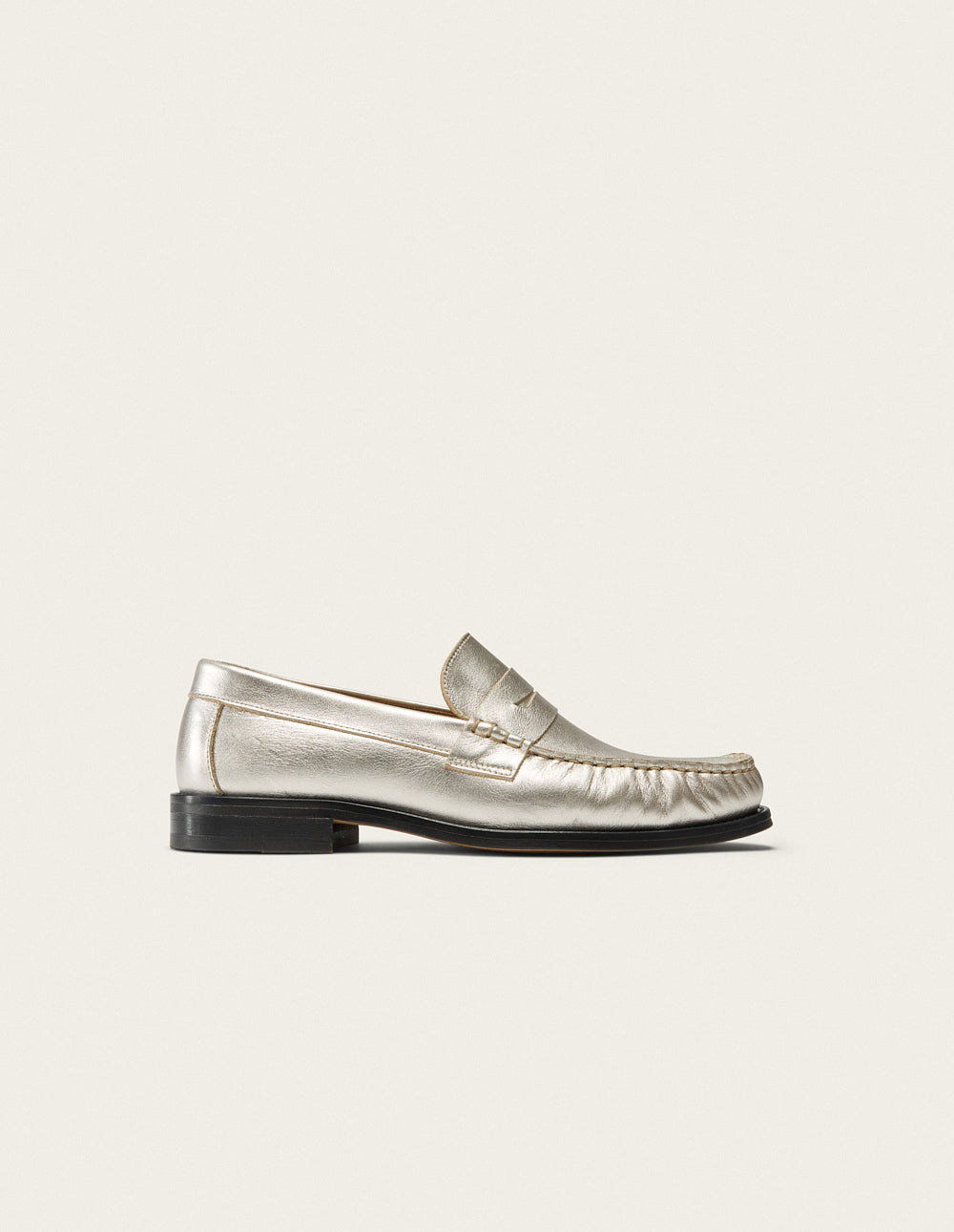 Mocassins Halley - Cuir Plissé Argenté