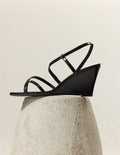 Sandales À Talons Hono - Cuir Plissé Noir - Femme