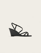 Sandales À Talons Hono - Cuir Plissé Noir - Femme