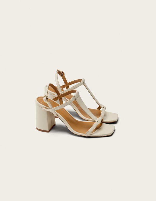 Sandales À Talons Joy - Cuir Écru - Femme
