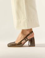 Escarpins Marcie - Cuir Plissé Kaki - Femme