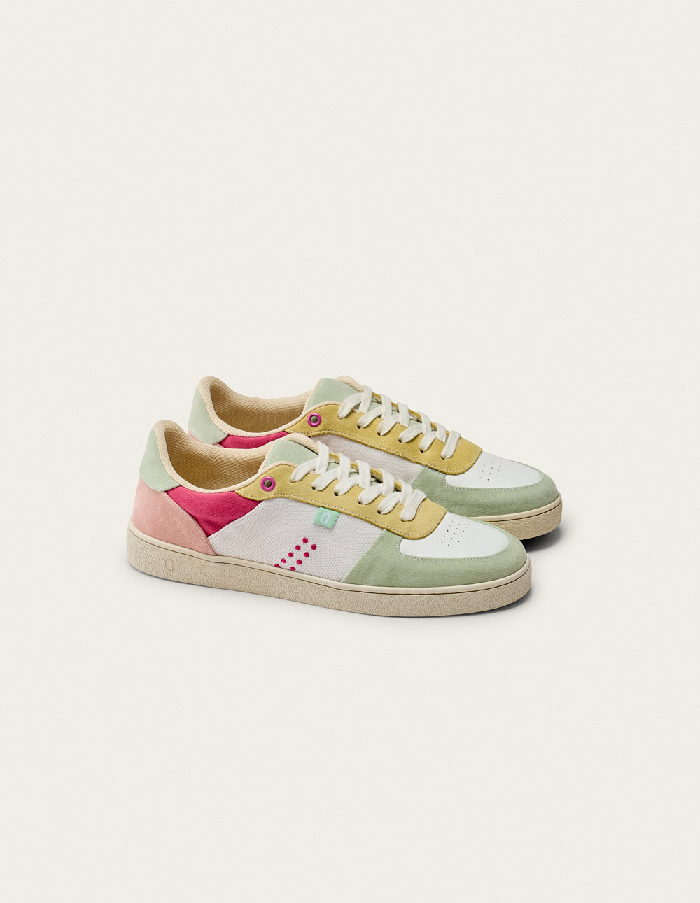 Baskets Basses Marie - Vert Blanc Jaune - Femme