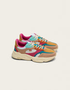 Baskets Basses Nathanaelle - Saumon Turquoise Moutarde