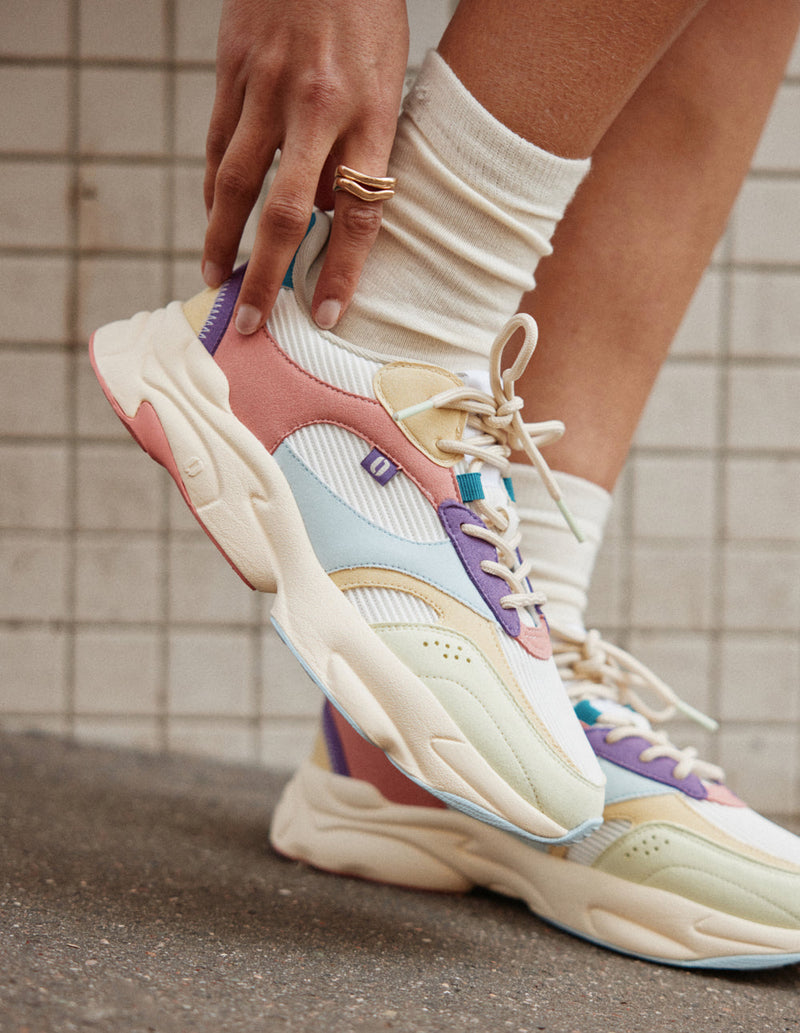 Baskets Basses Nathanaelle - Vert D'Eau Citron Blanc