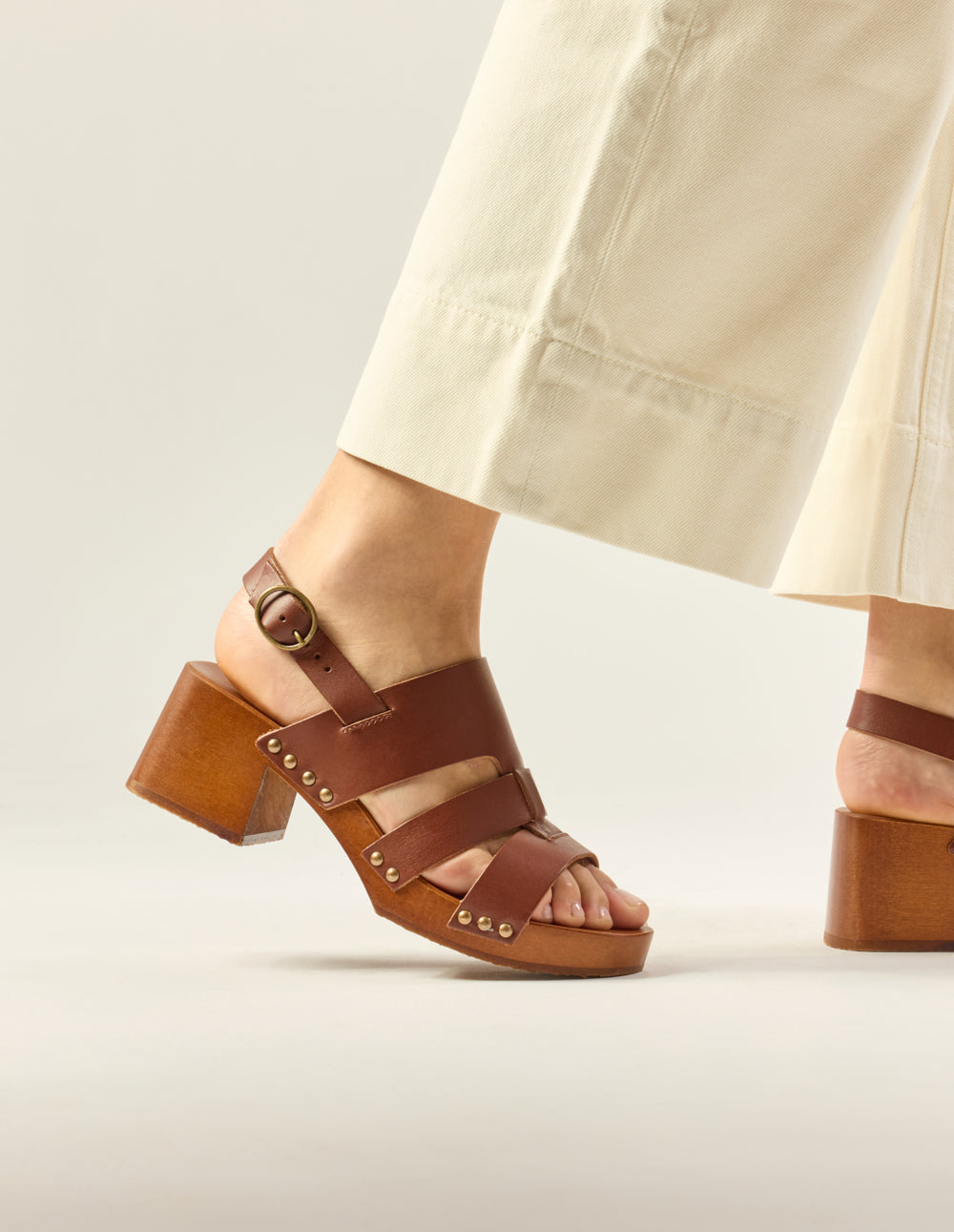 Sandales À Talons Opunti - Cuir Acajou