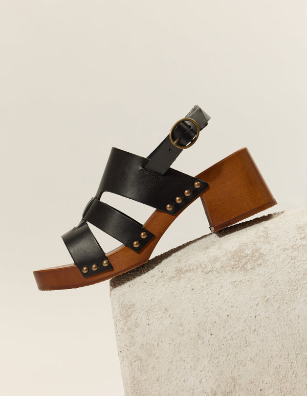 Sandales À Talons Opunti - Cuir Noir - Femme