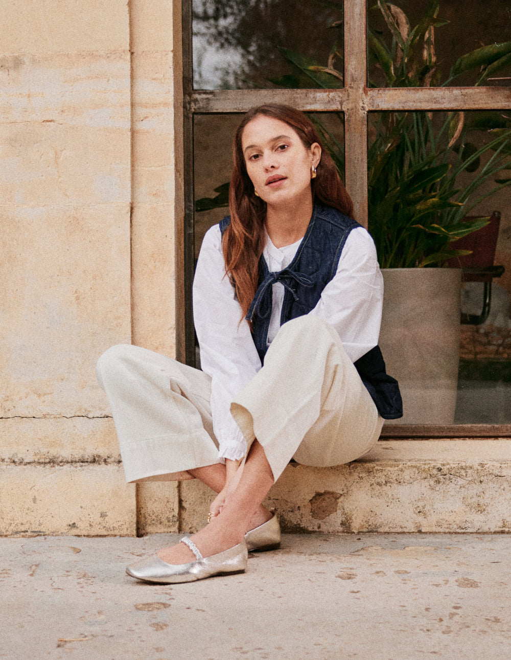 Ballerines Serra - Cuir Plissé Argenté