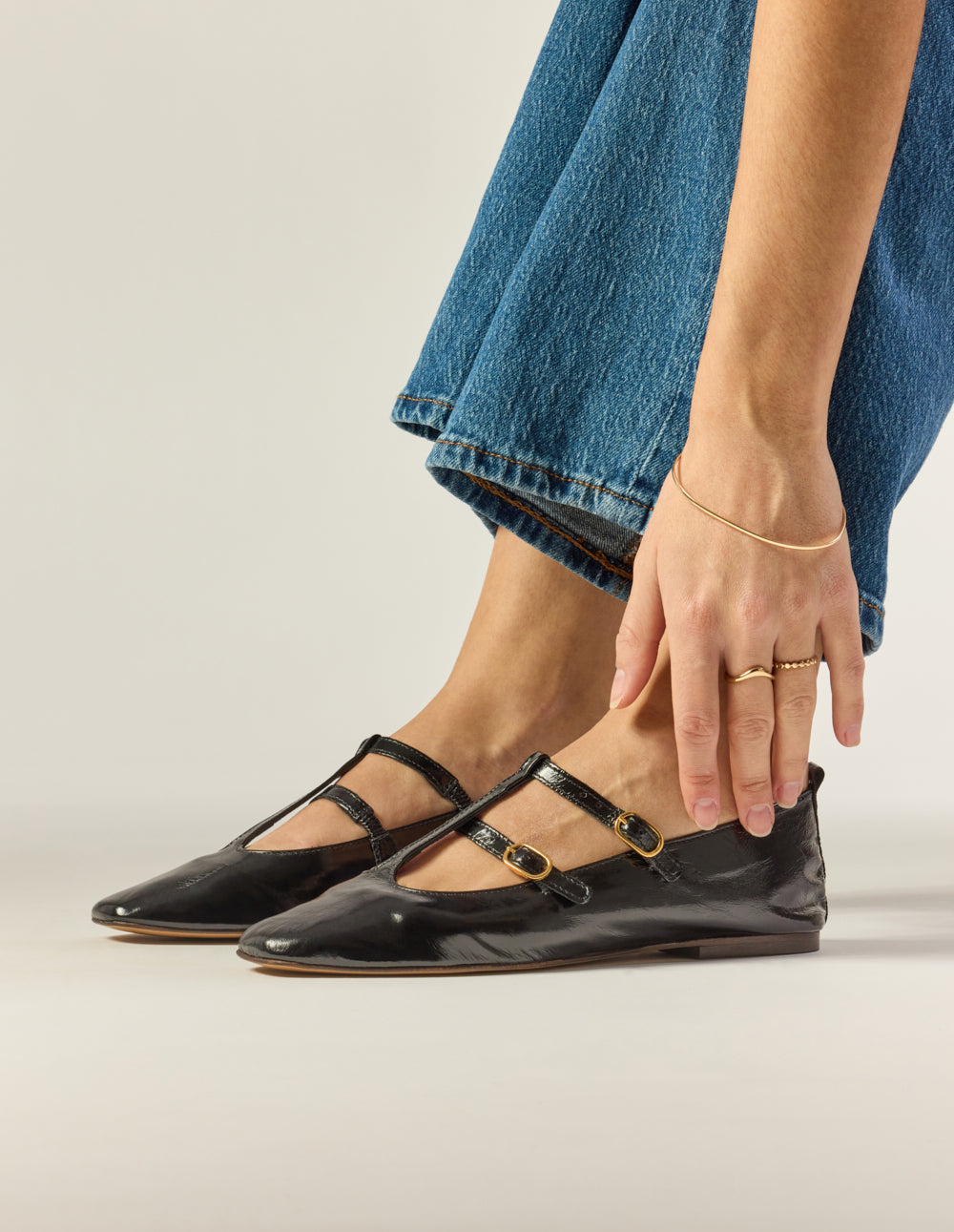 Ballerines Sira - Cuir Plissé Noir