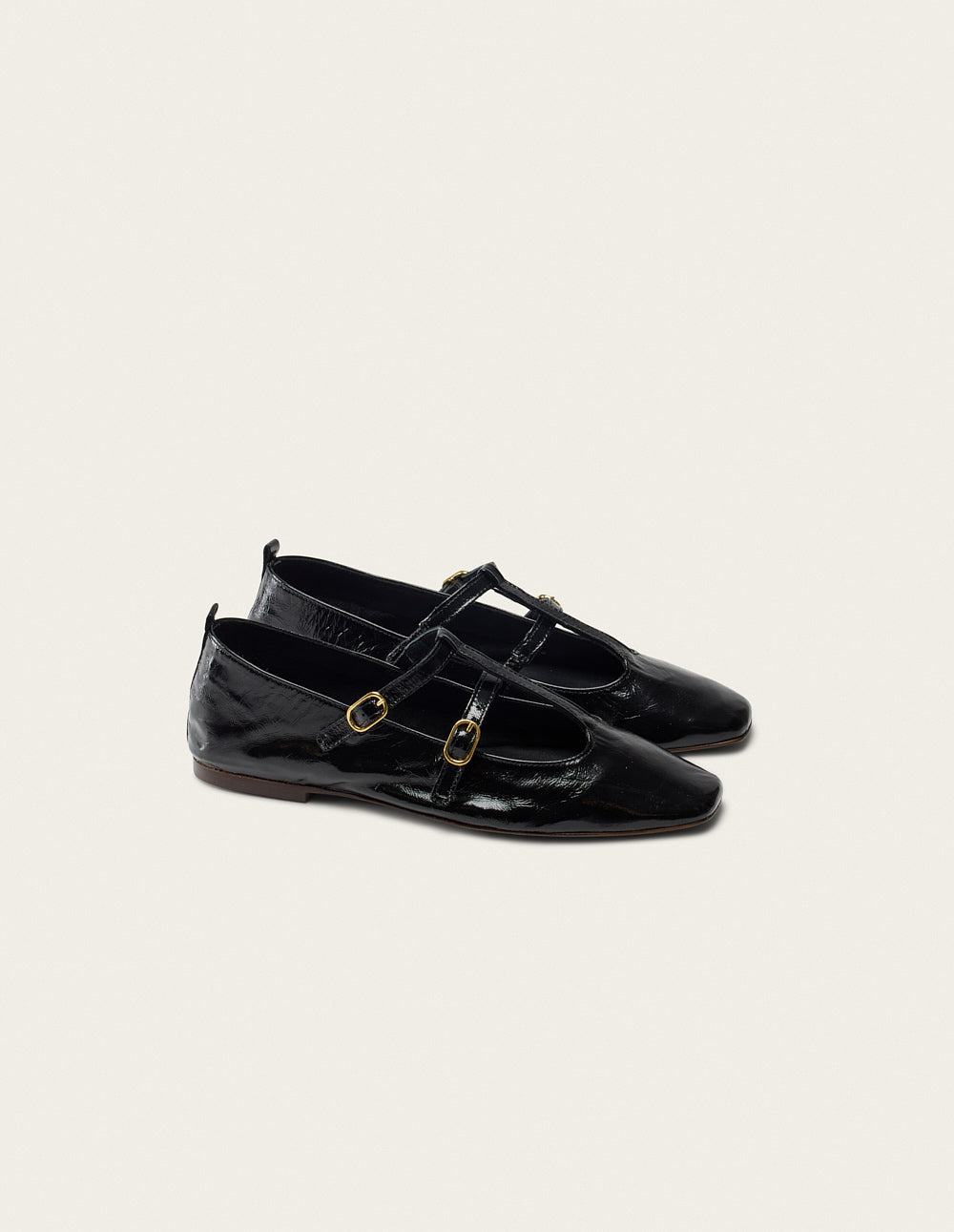 Ballerines Sira - Cuir Plissé Noir
