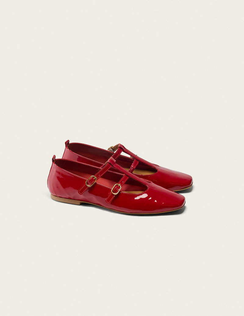 Ballerines Sira - Cuir Verni Rouge