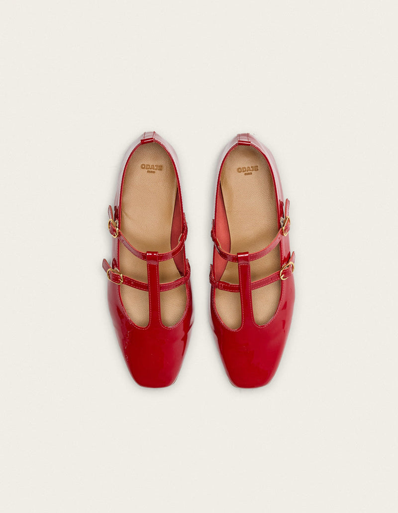Ballerines Sira - Cuir Verni Rouge