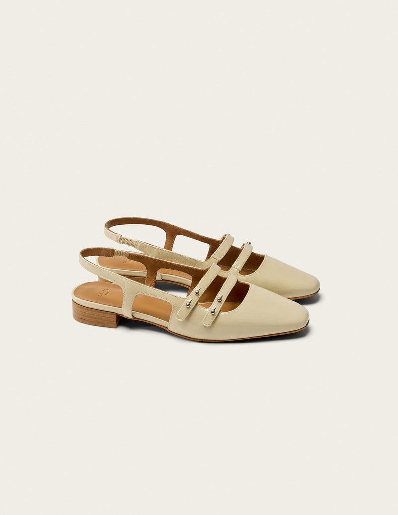 Ballerines Soli - Cuir Plissé Écru