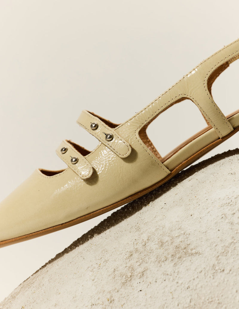 Ballerines Soli - Cuir Plissé Écru