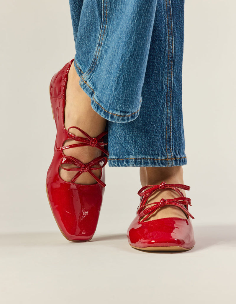 Ballerines Tula - Cuir Verni Rouge