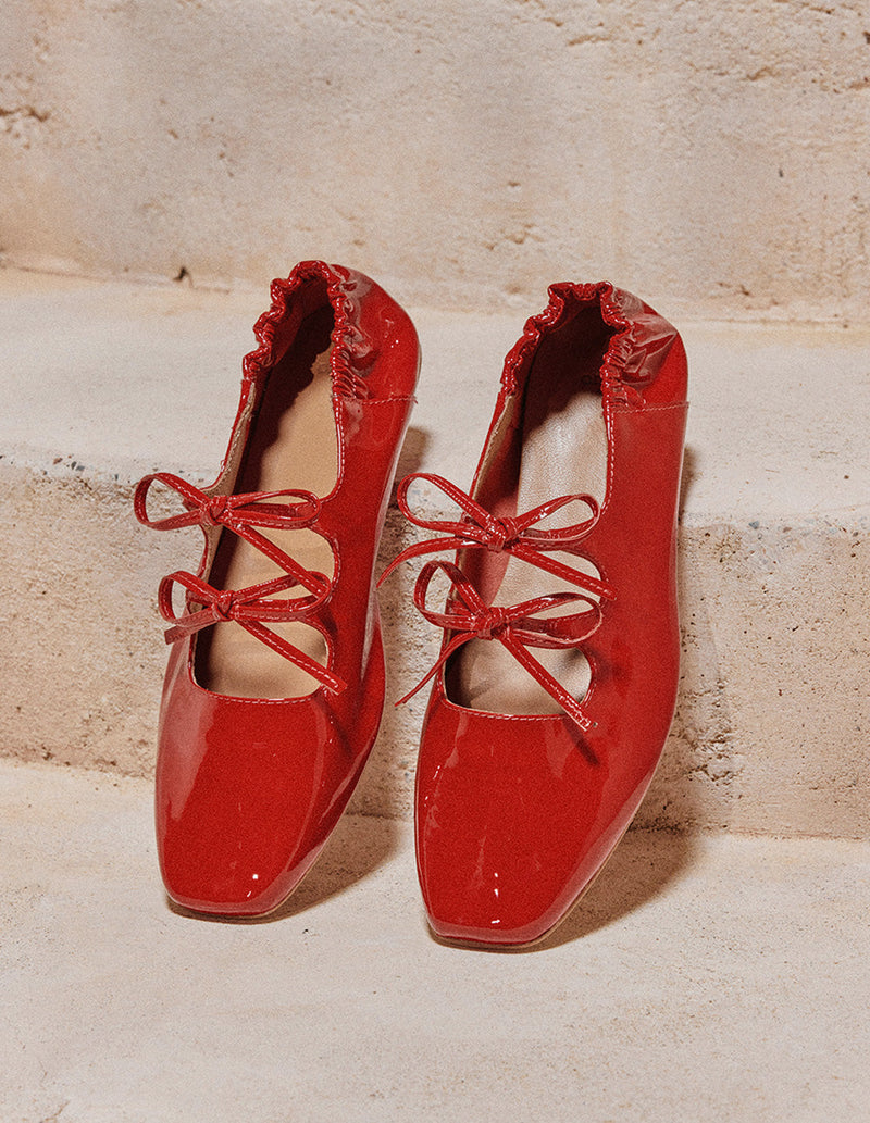 Ballerines Tula - Cuir Verni Rouge