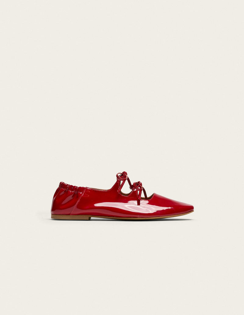 Ballerines Tula - Cuir Verni Rouge