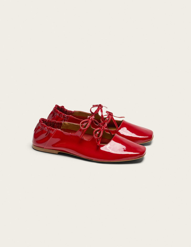 Ballerines Tula - Cuir Verni Rouge