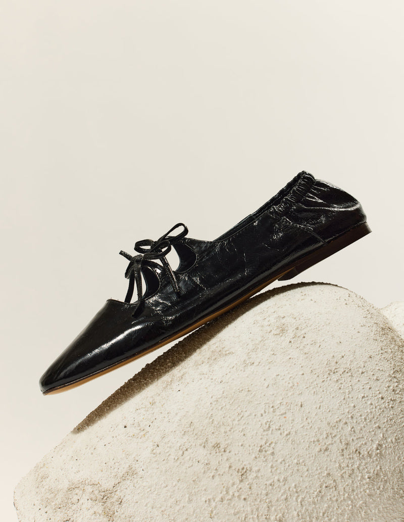 Ballerines Tula - Cuir Plissé Noir
