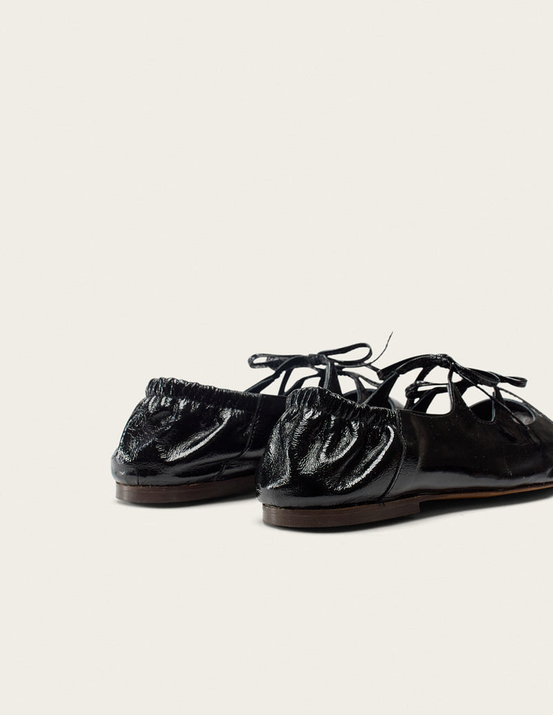 Ballerines Tula - Cuir Plissé Noir