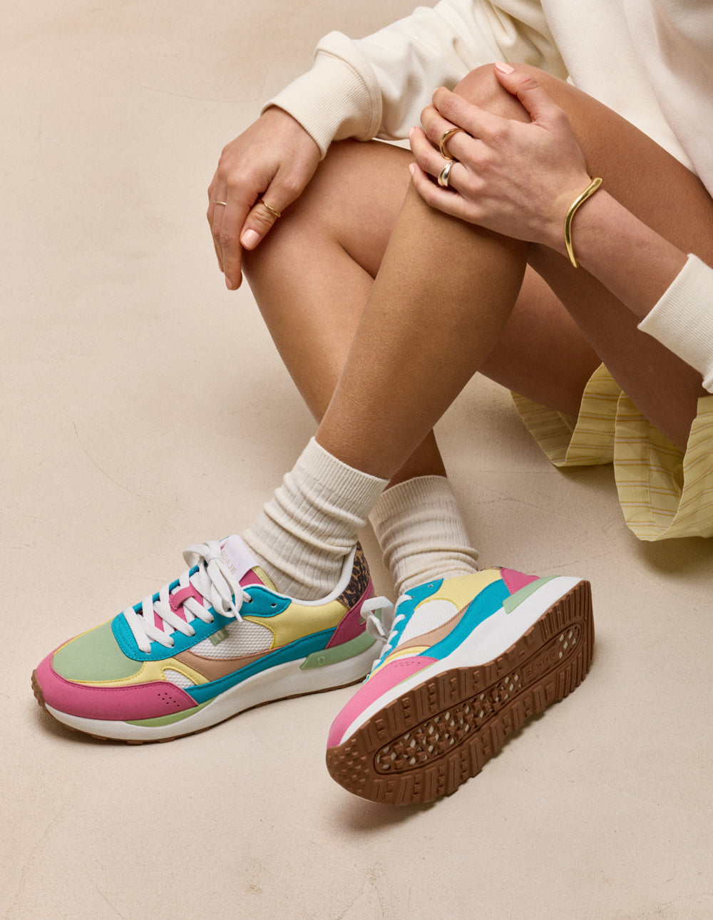 Baskets basses Anaelle - Rose citron pistache