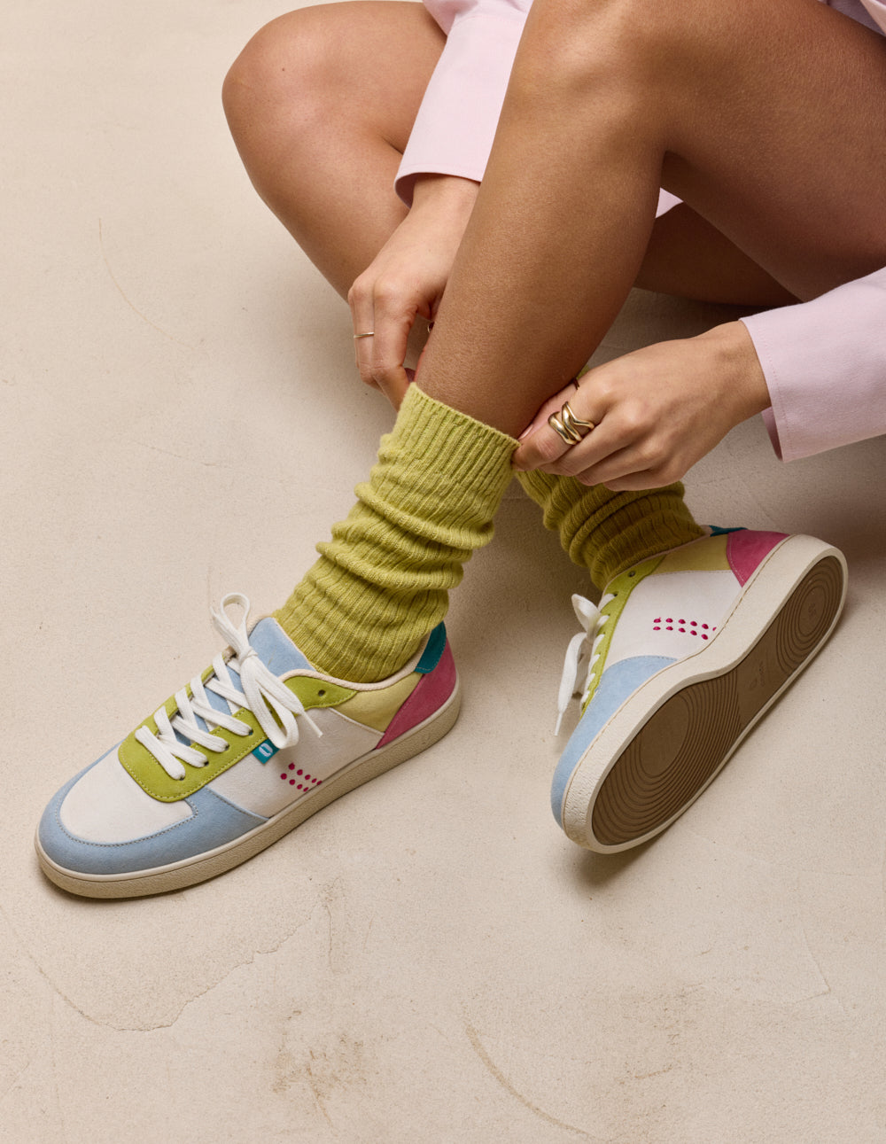 Baskets basses Marie - Ciel citron pistache