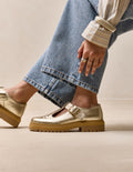 Derbies Romane Ajourée - Cuir Doré - Femme