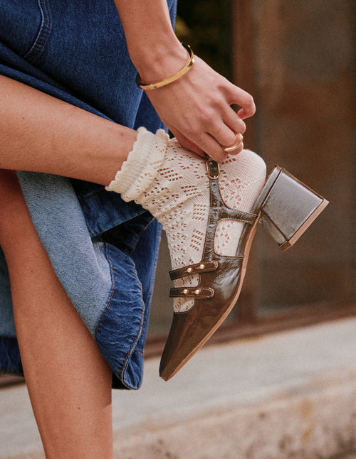 Escarpins Soline - Cuir Plissé Kaki