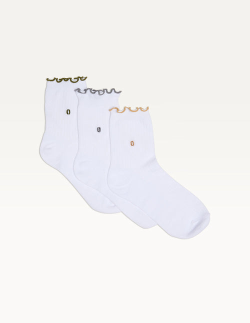 Pack De 3 Chaussettes - Froufrou Vert Gris Camel