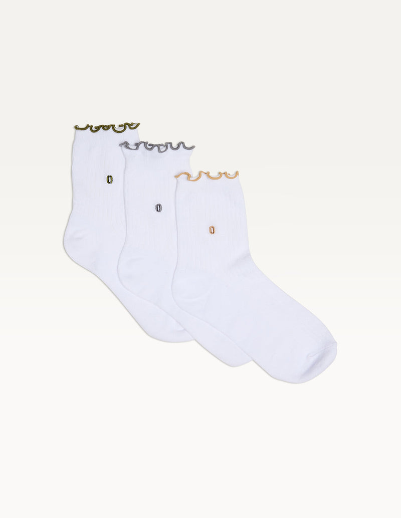 Pack De 3 Chaussettes - Froufrou Vert Gris Camel