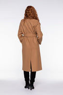 Manteau Long Ceinturé En Drap De Laine Caramel