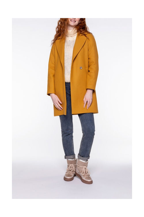 Manteau Minimaliste En Drap De Laine Miel