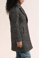 Manteau Minimaliste En Tweed Noir