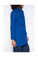 Manteau Féminin Cintré En Drap De Laine Bleu