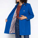 Manteau Féminin Cintré En Drap De Laine Bleu